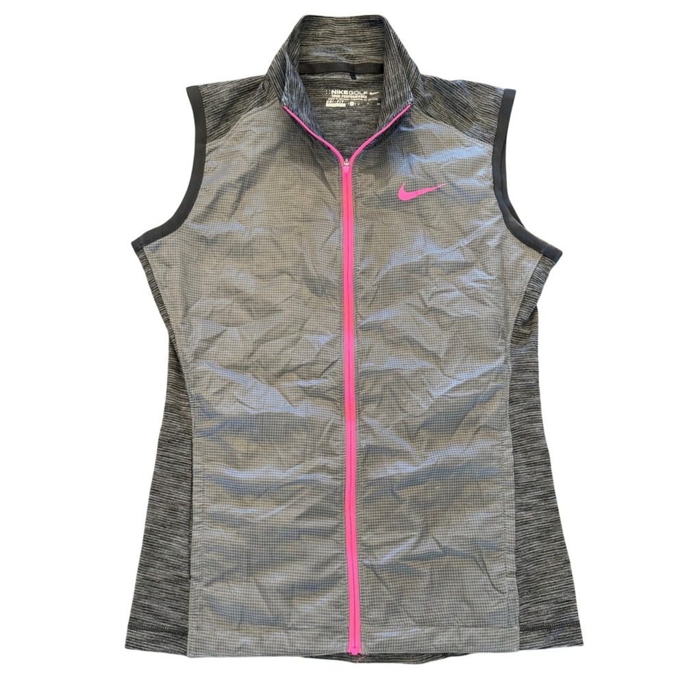 Nike Golf Tour Performance Dri-FIT Vest Womens Small Grey Pink Full Zip Athletic